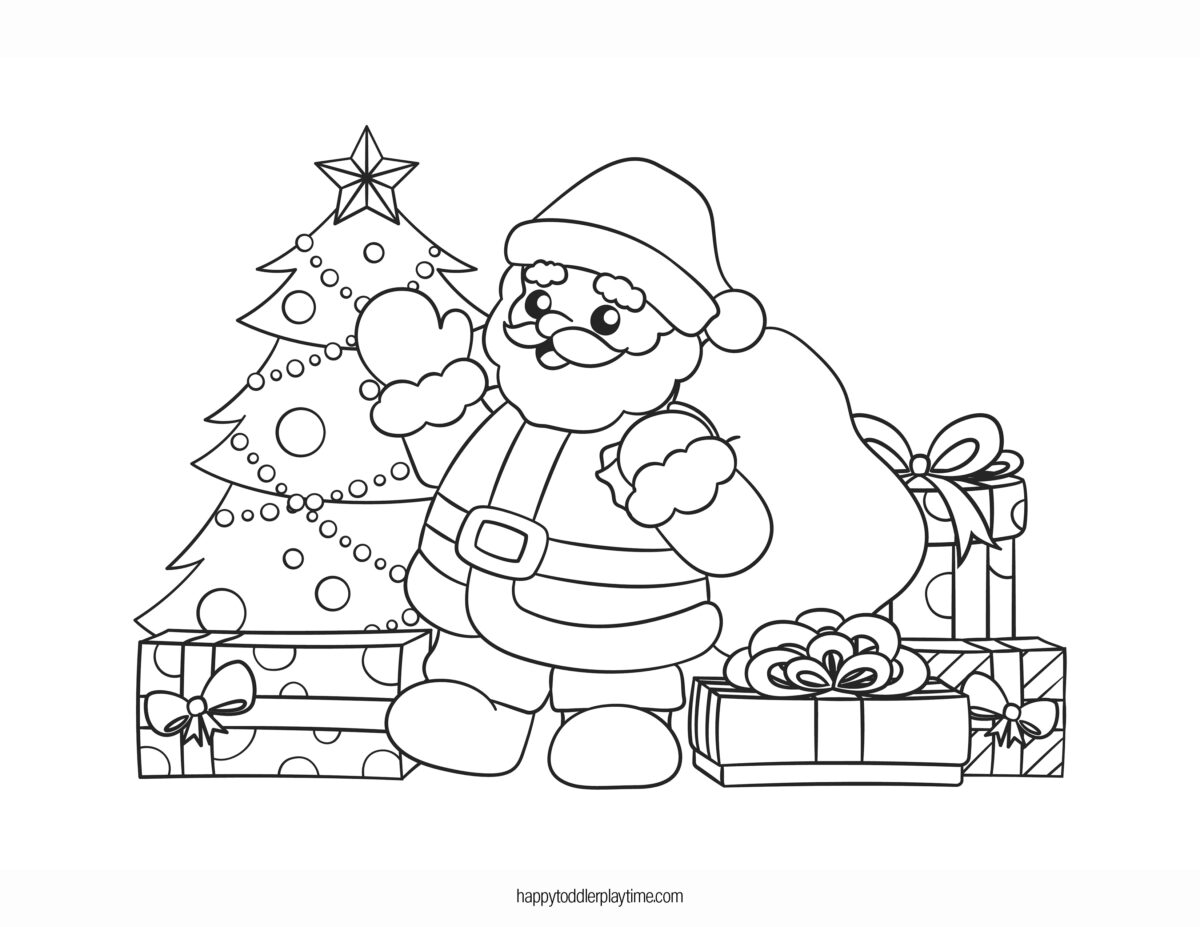 Free Printable Santa Coloring Pages: A Jolly Good Time! - Happy Toddler ...