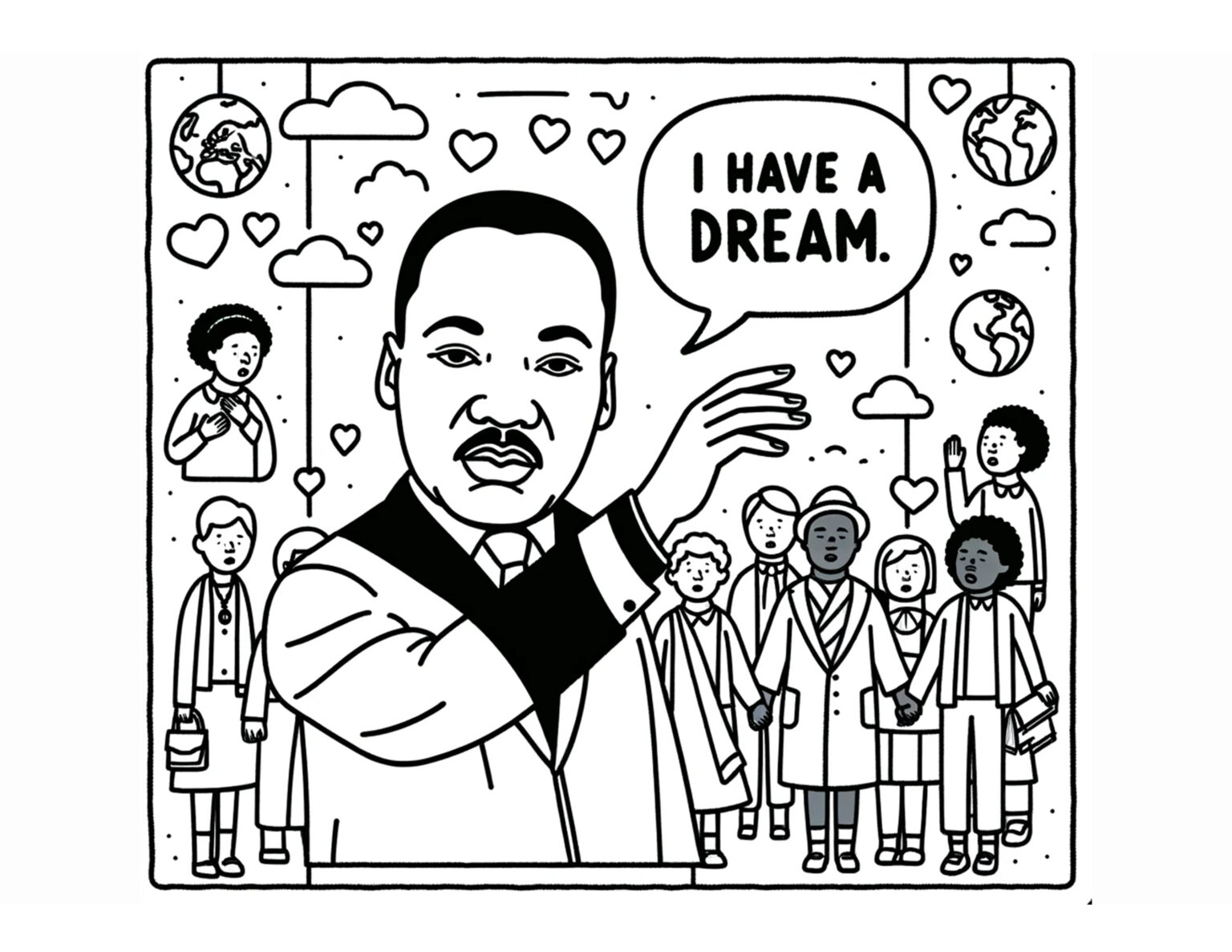 Martin Luther King Day Coloring Pages for Kids - Happy Toddler Playtime