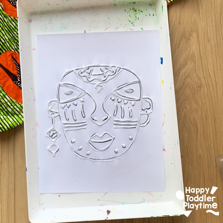 Salt Painted African Masks Craft - Happy Toddler Playtime