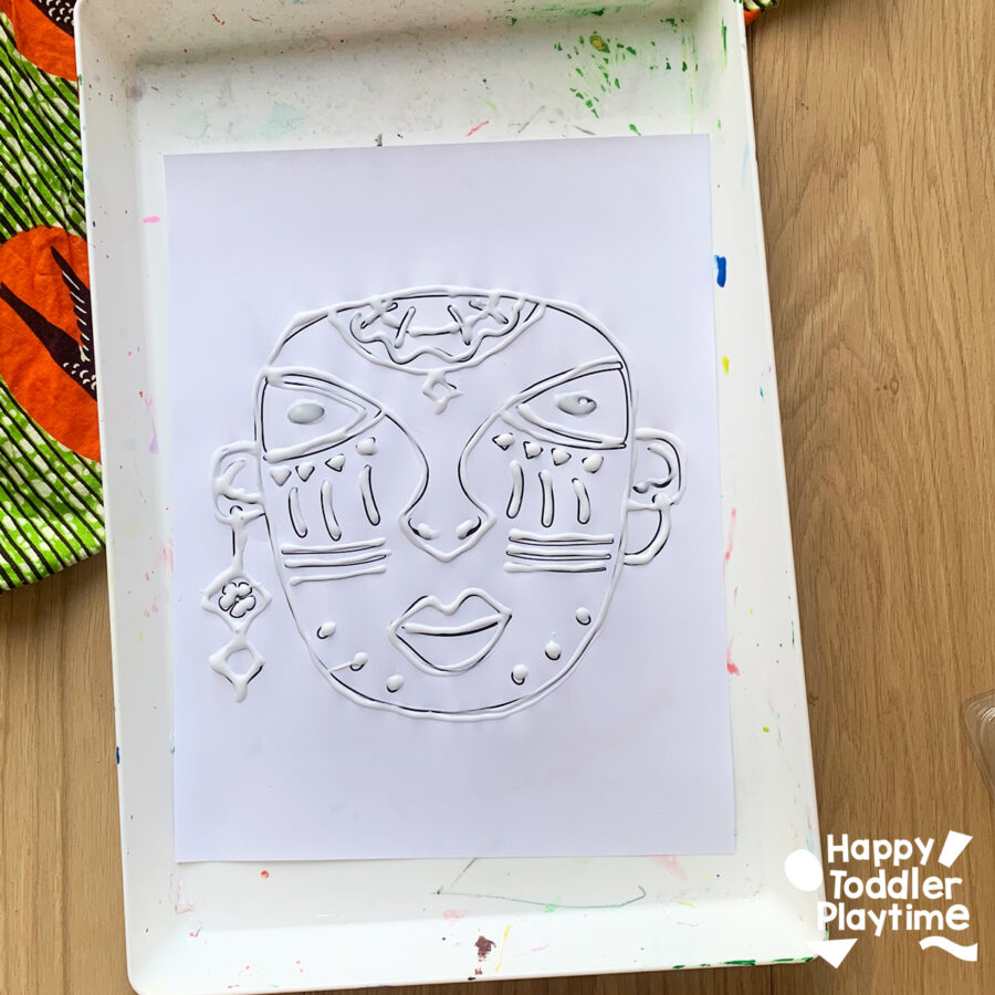 Salt Painted African Masks Craft - Happy Toddler Playtime