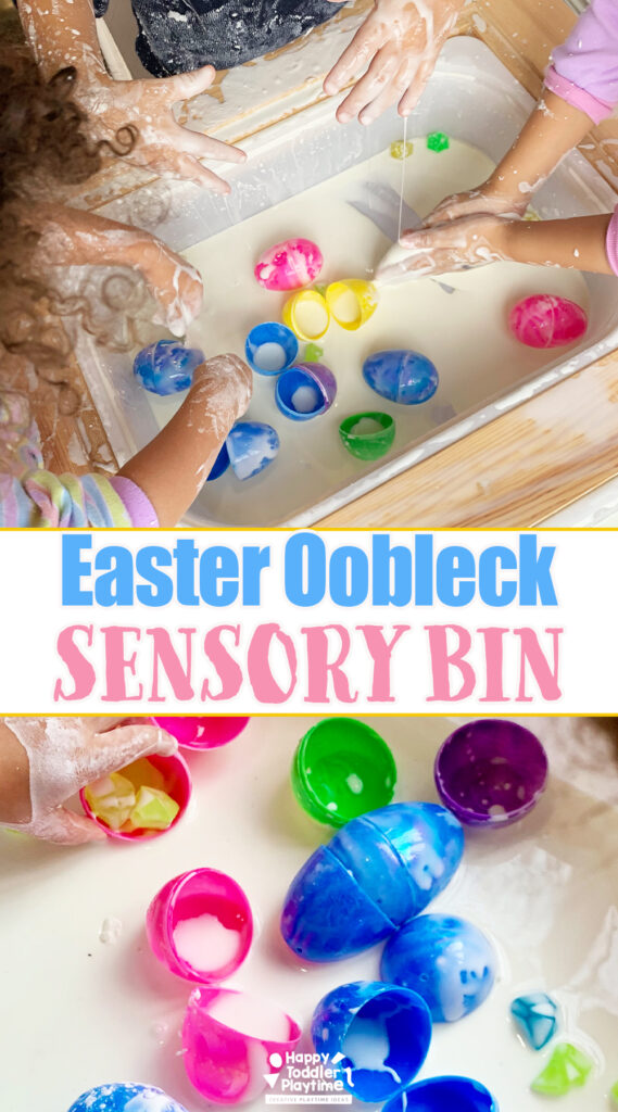 Easter Oobleck Sensory Bin for toddlers, preschoolers and kids
