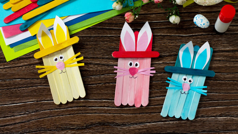 Happy Rabbit Stick Popsicle Stick Bunny Craft - Happy Toddler Playtime