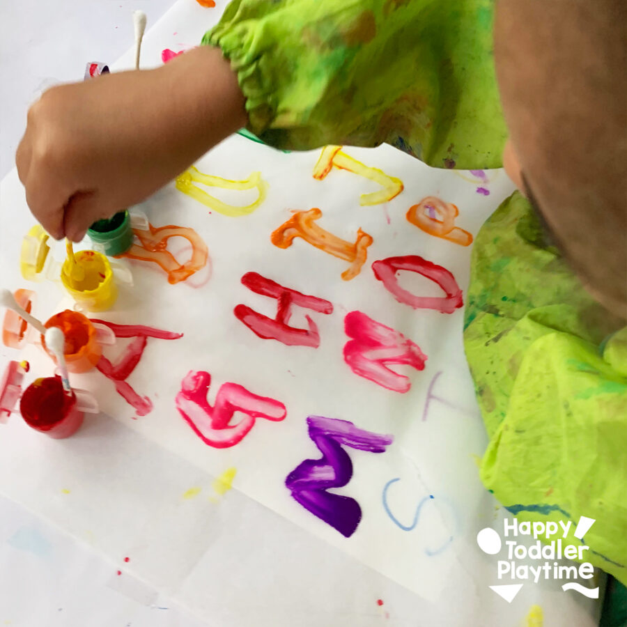 Q-Tip Letter Tracing Activity for Preschooler - Happy Toddler Playtime