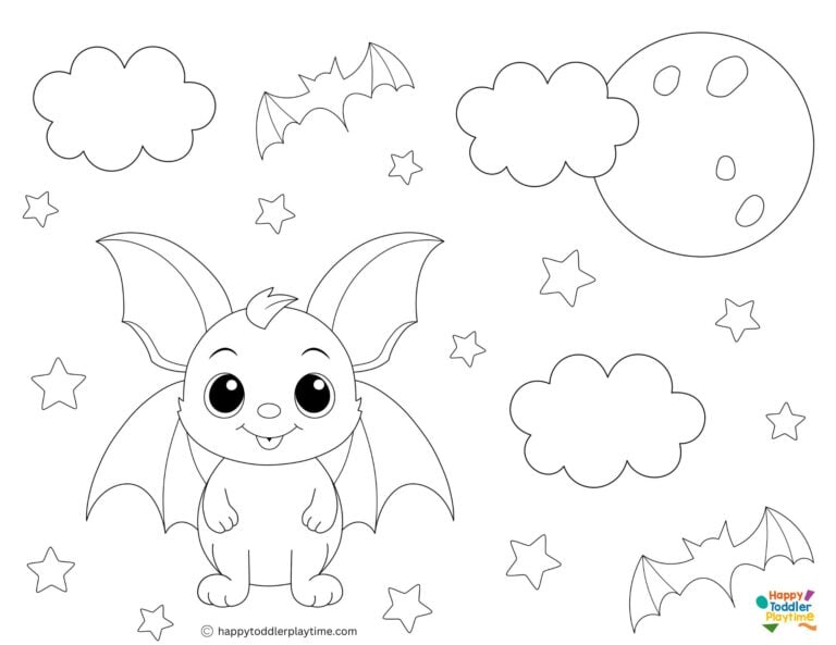 Free Bat Coloring Pages for Kids - Happy Toddler Playtime