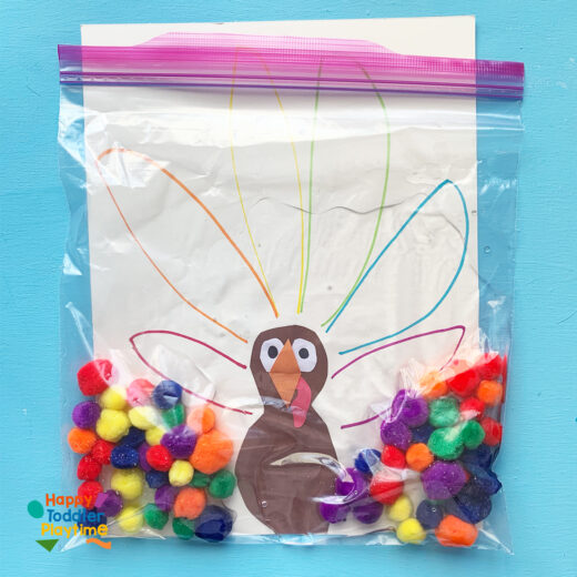 Color Sorting Turkey Sensory Bag - Happy Toddler Playtime