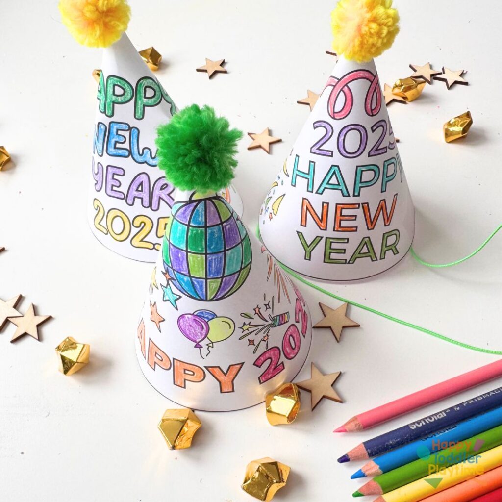 free printable 2026 new year's eve party hat - happy toddler playtime
