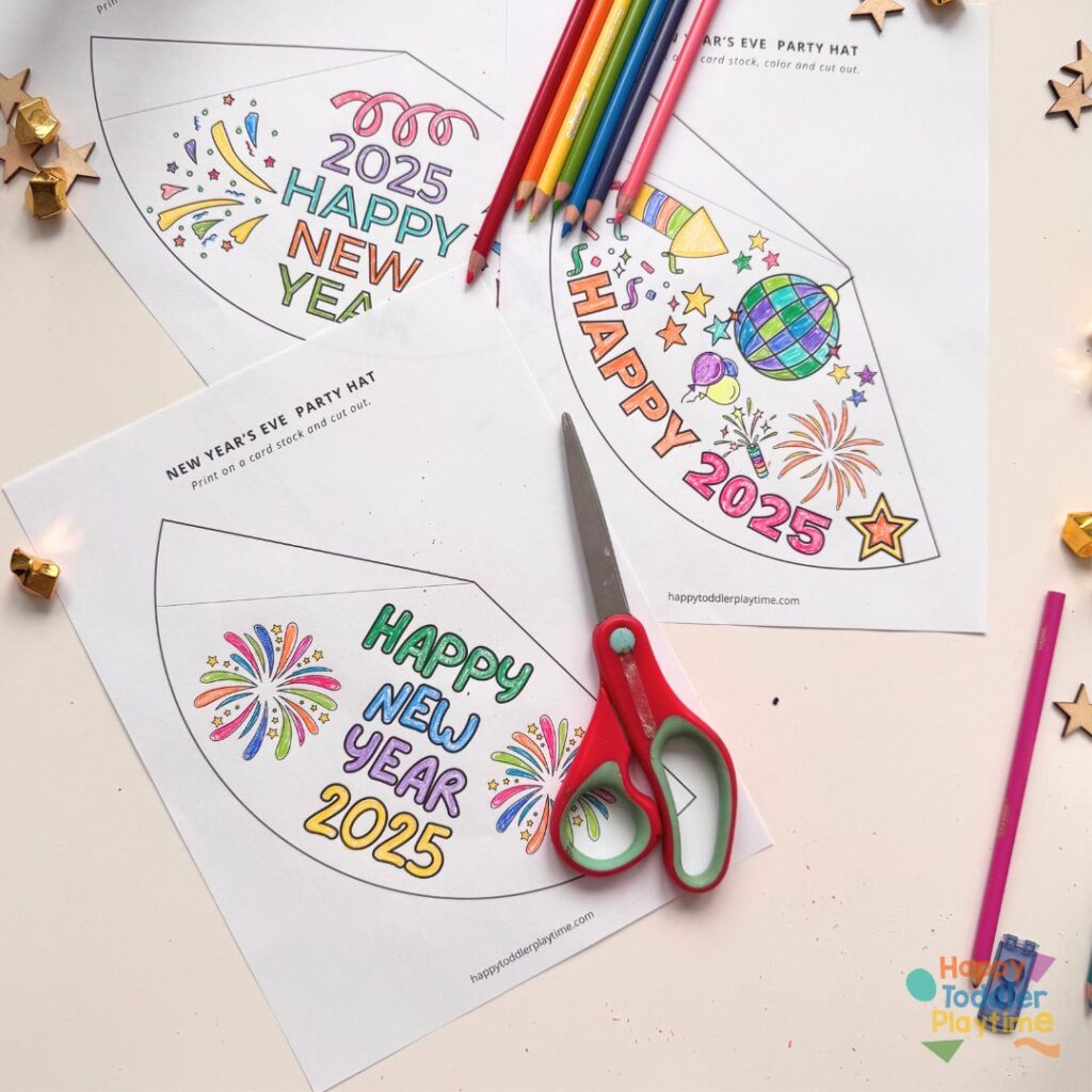 free printable 2026 new year's eve party hat - happy toddler playtime