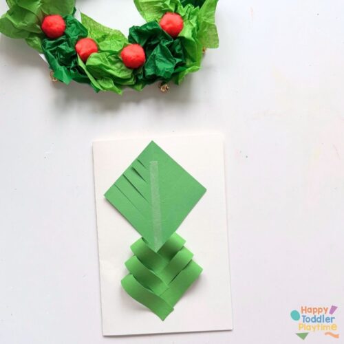 Folded Paper Christmas Tree Card - Happy Toddler Playtime