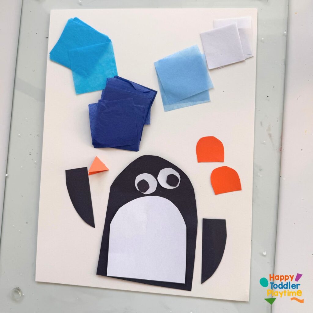 Tissue Paper Winter Penguin Craft