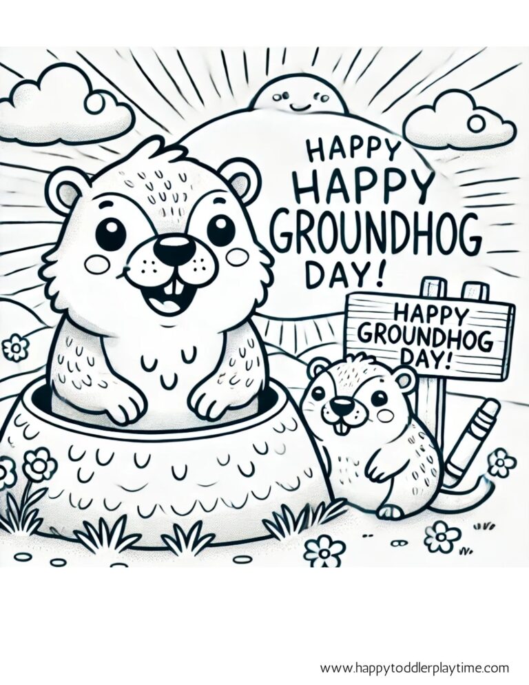 Groundhog Day Coloring Pages for Kids - Happy Toddler Playtime