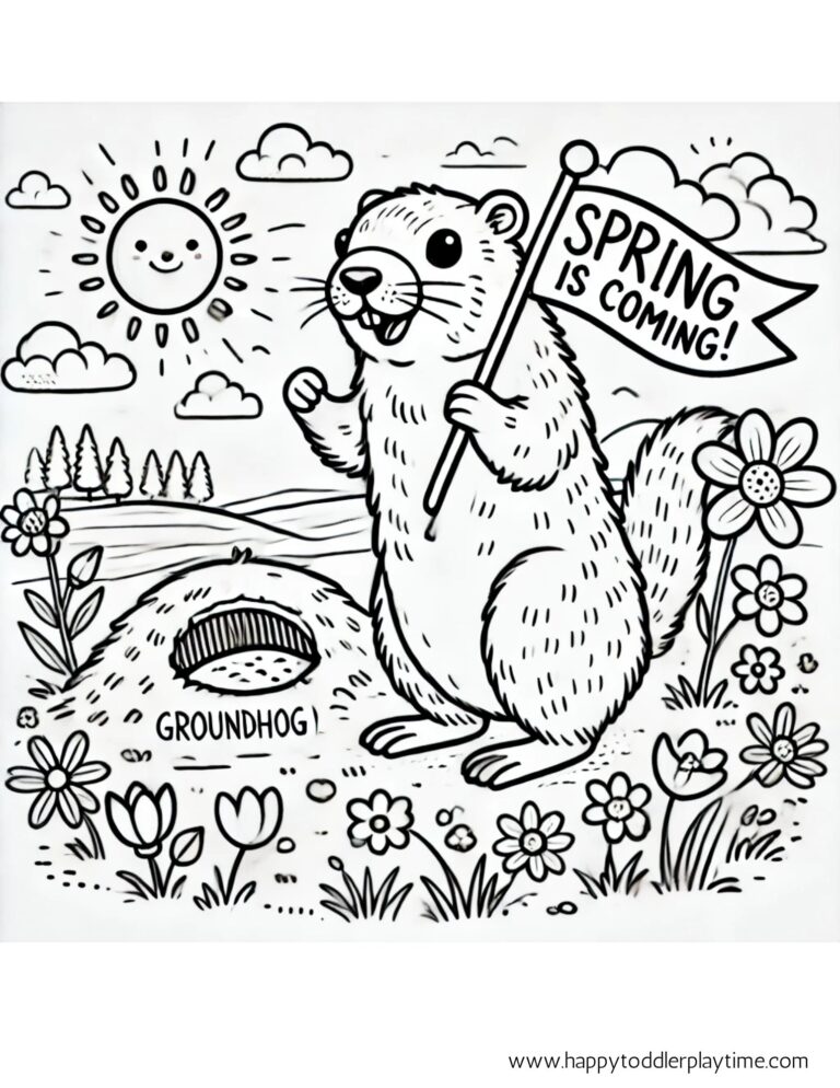 Groundhog Day Coloring Pages for Kids - Happy Toddler Playtime