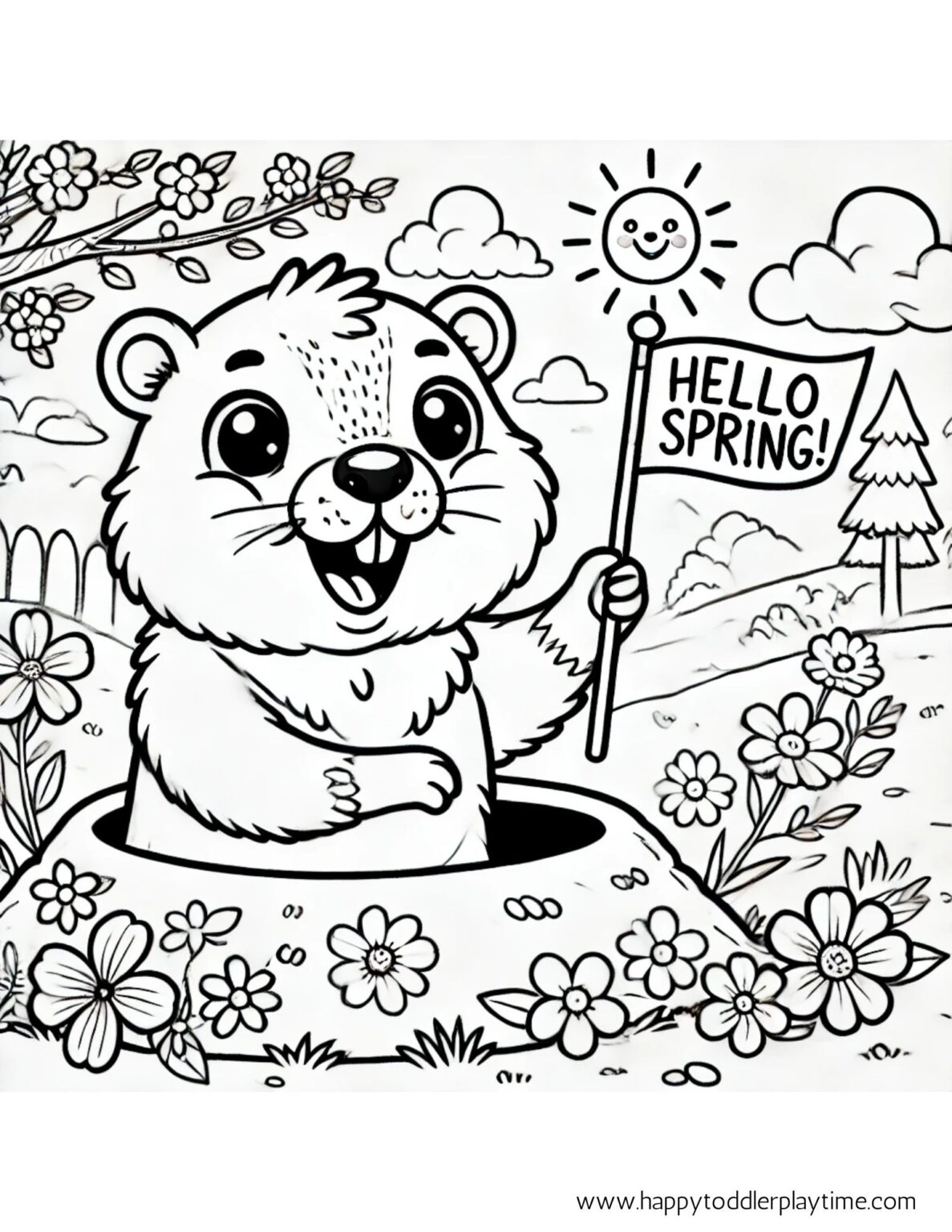 Groundhog Day Coloring Pages for Kids - Happy Toddler Playtime