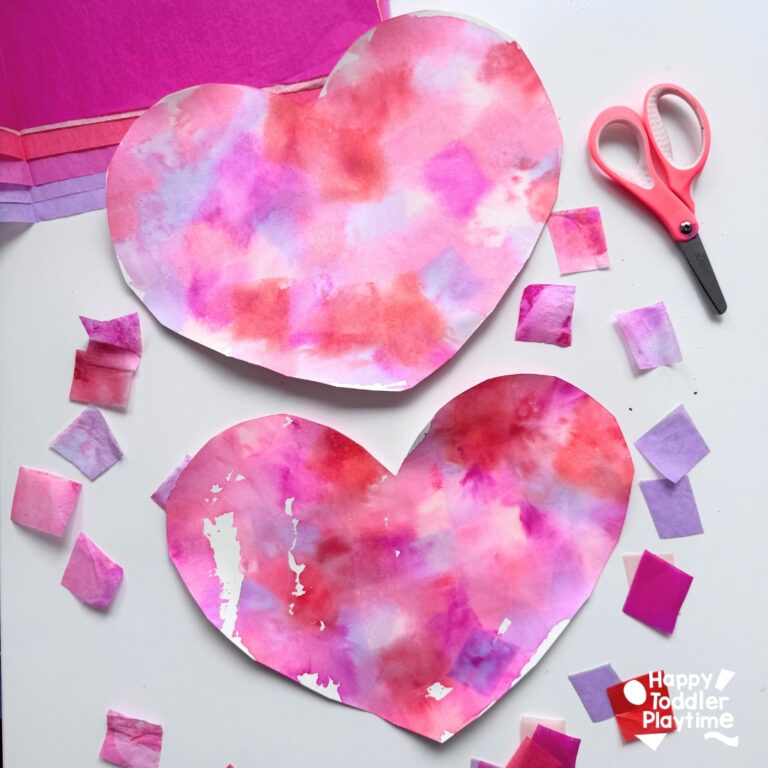 Bleeding Tissue Paper Heart Craft - Happy Toddler Playtime