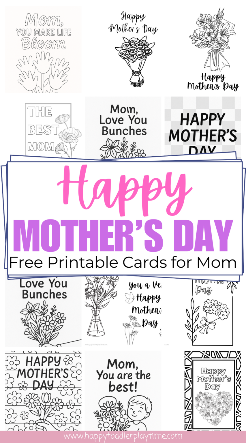 Free Printable Mother's Day Cards To Color and More For Kids - Happy ...