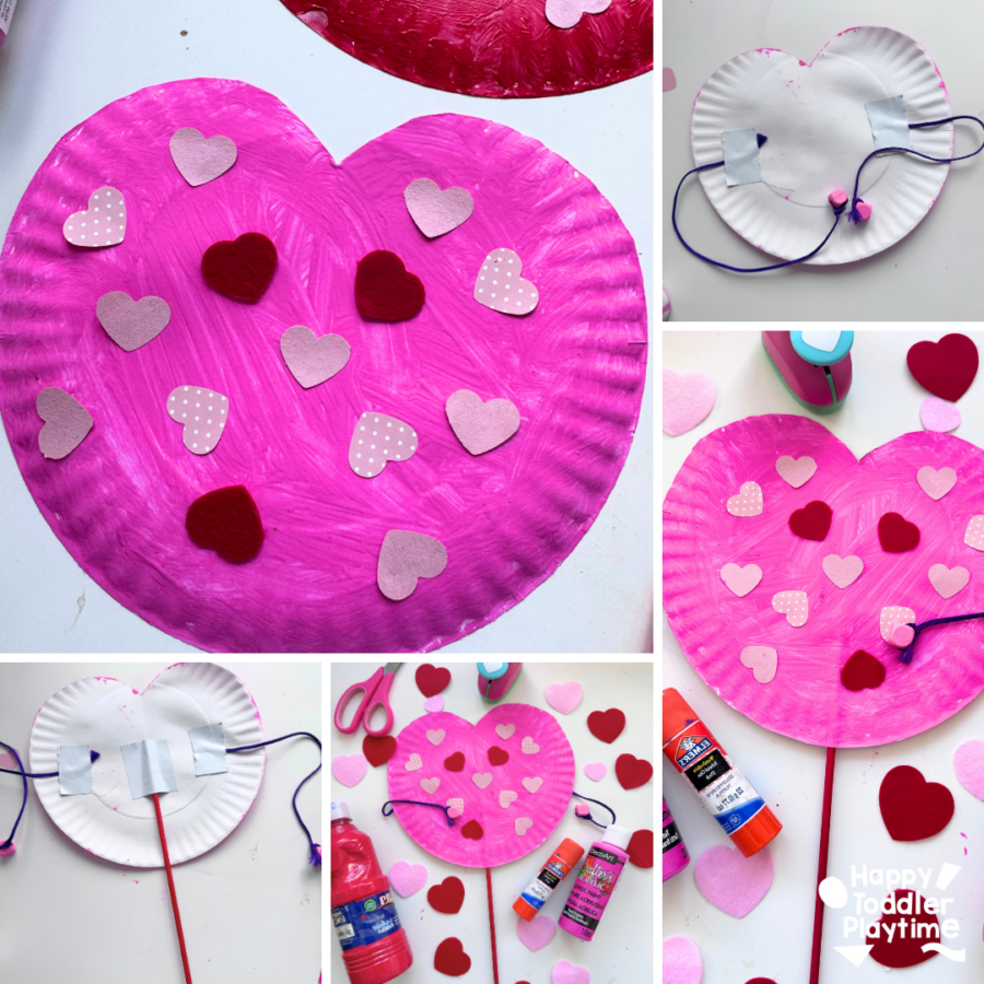 Paper Plate Heart Drum Craft for Kids - Happy Toddler Playtime