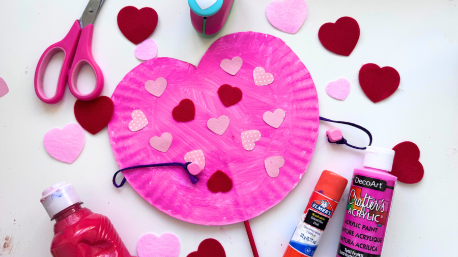 Paper Plate Heart Drum Craft for Kids - Happy Toddler Playtime