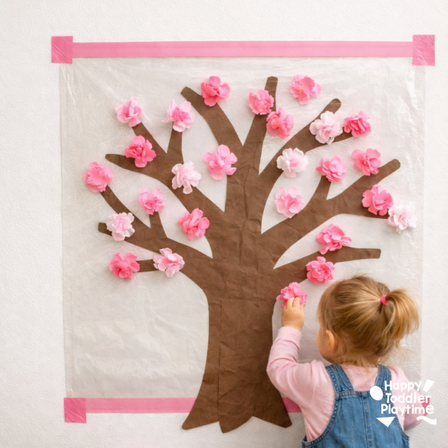Spring Sticky Picture 9 Cute and Easy Spring Sticky Wall Activities - Happy Toddler Playtime