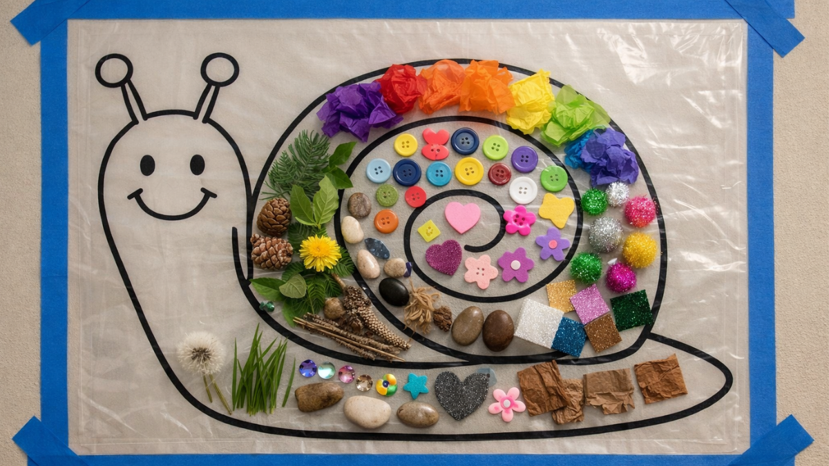Spring Sticky Picture 9 Cute and Easy Spring Sticky Wall Activities - Happy Toddler Playtime