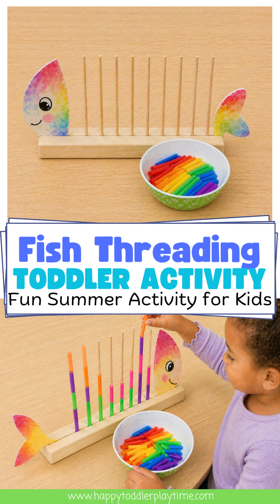 Fish Threading Activities Fish Bones Straw Threading Activity for Toddlers - Happy Toddler Playtime