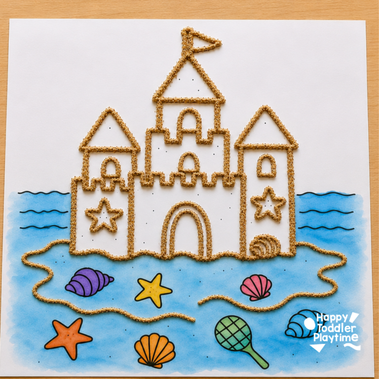 Sandcastle Sand Art Craft for Kids - Happy Toddler Playtime